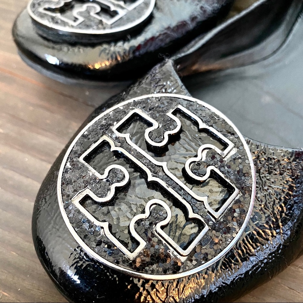 Tory Burch Black Reva Glitter Ballet Flat 9